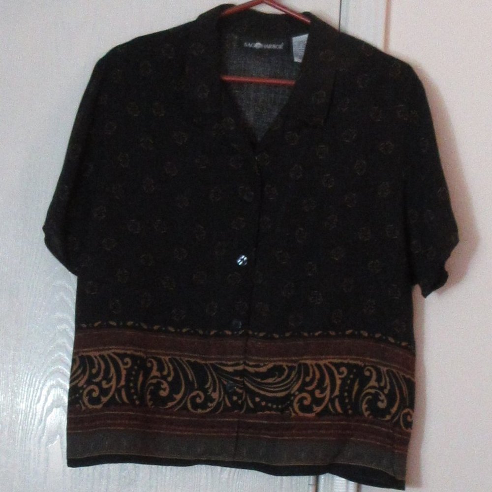 SAG HARBOR Black/Brown Blouse XL